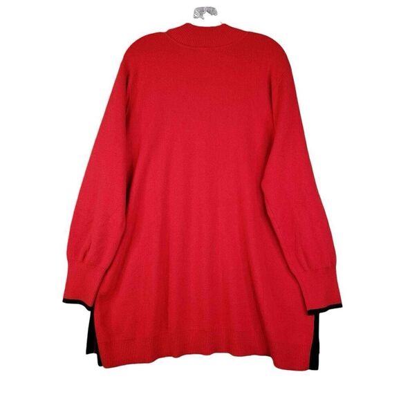 Chicos Sweater Women's 4 Size XXL Red Long Sleeve Mock Neck Button - Picture 3 of 8